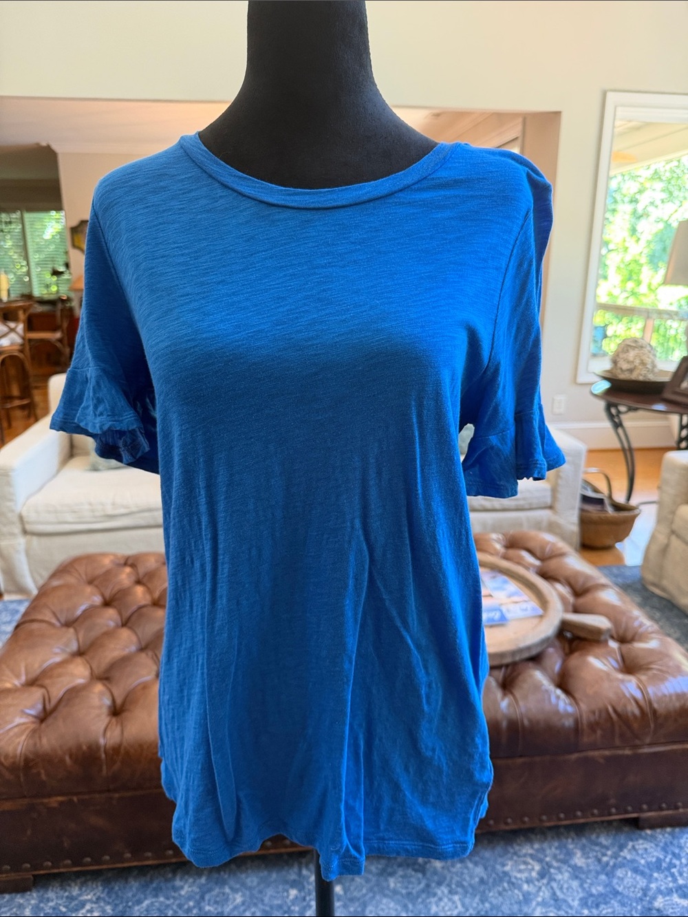 MICHAEL Michael Kors Blue Short-Sleeve Ruffle Tee